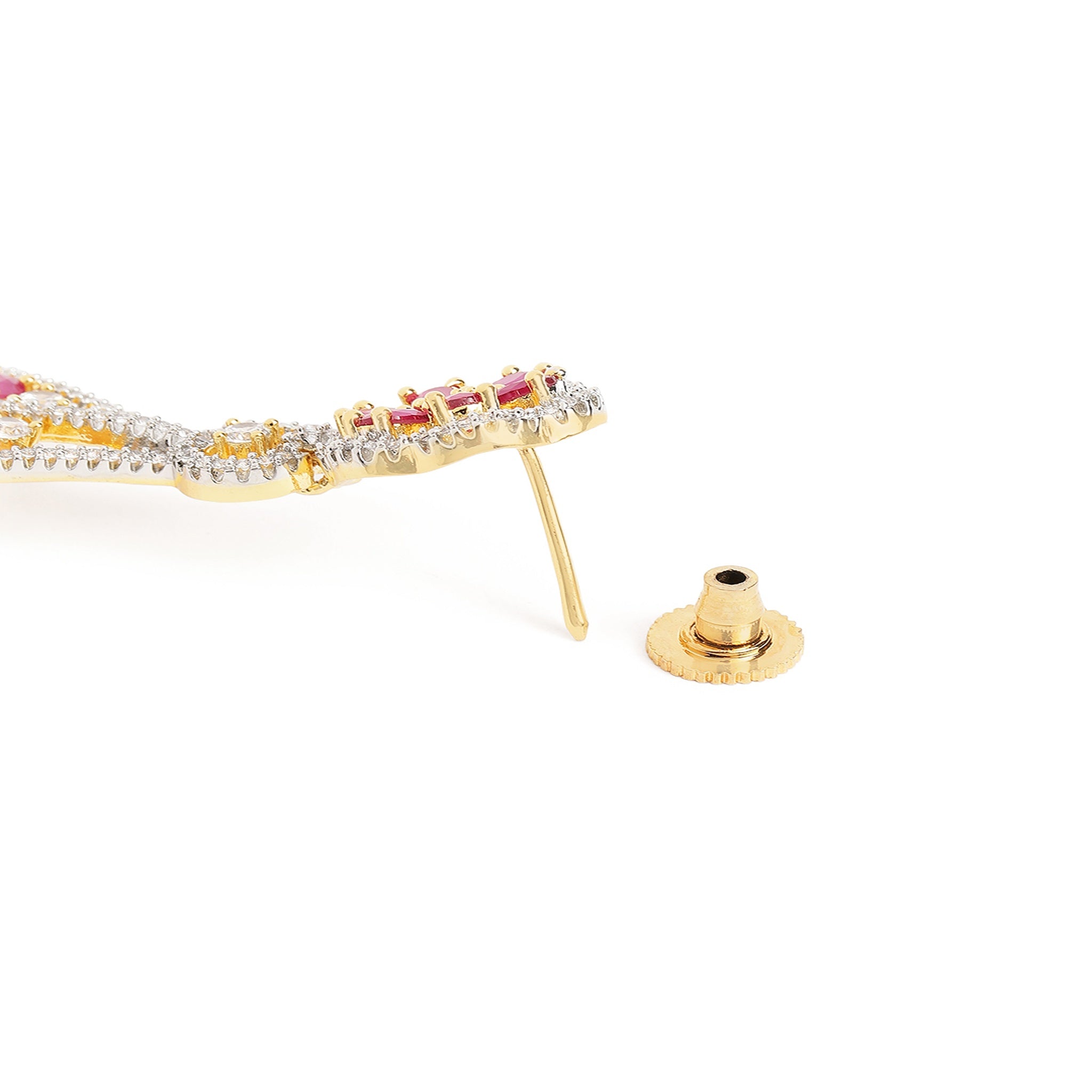 Gold-Plated Ruby Classic Drop Earrings