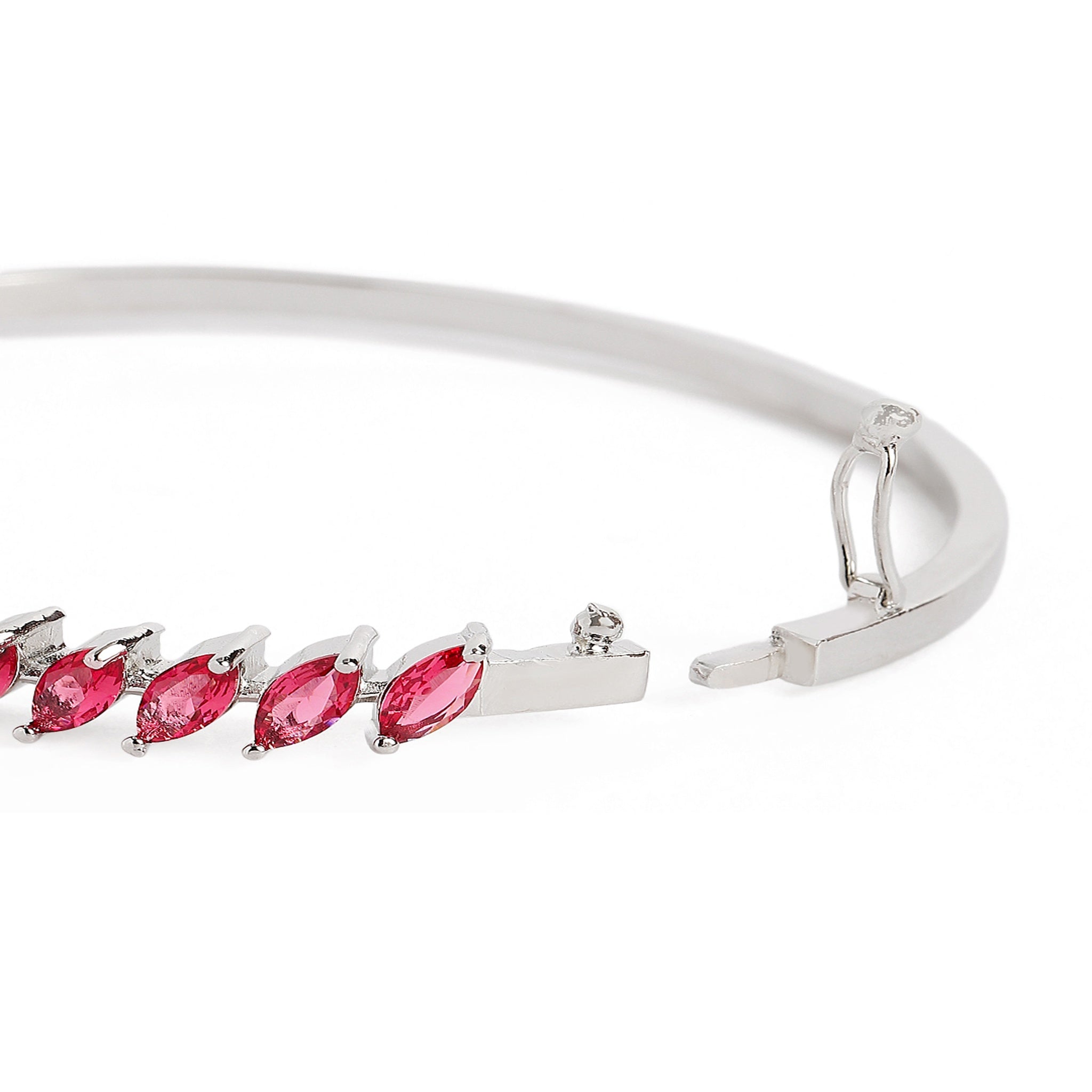 Women Cubic Zirconia Rhodium-Plated Kada Bracelet-Rani