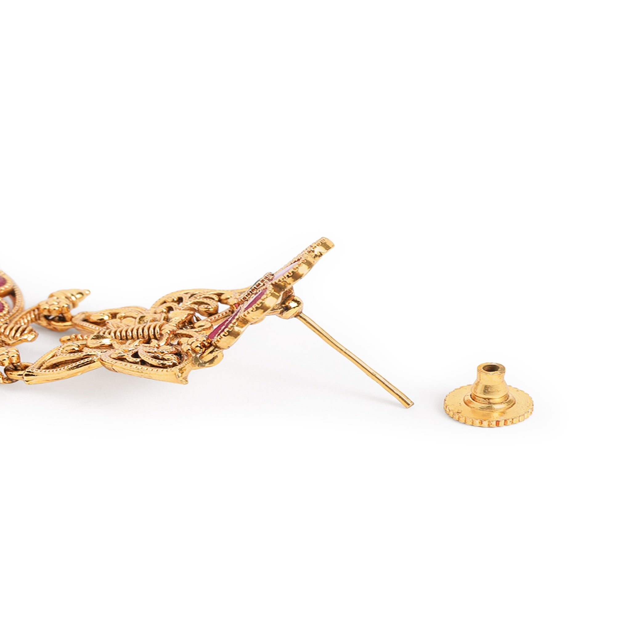 Gold-Plated Ruby Green Classic Drop Earrings