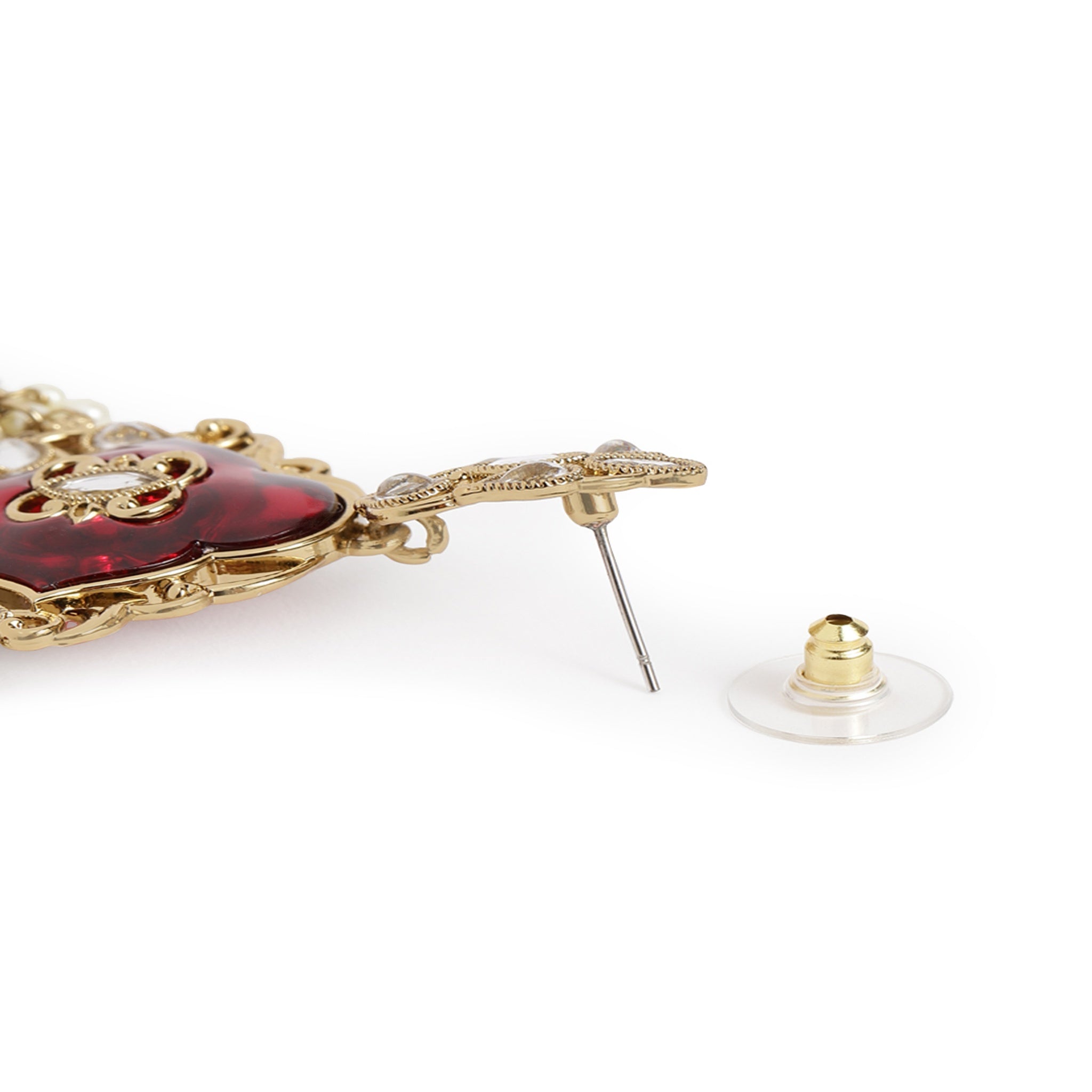 Gold Plated Maroon Classic Earrings