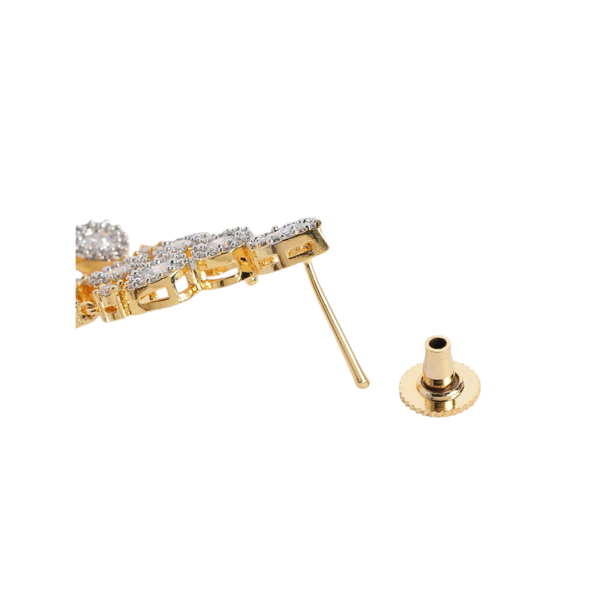 Gold Plated White AD-Studded Jewellery Set