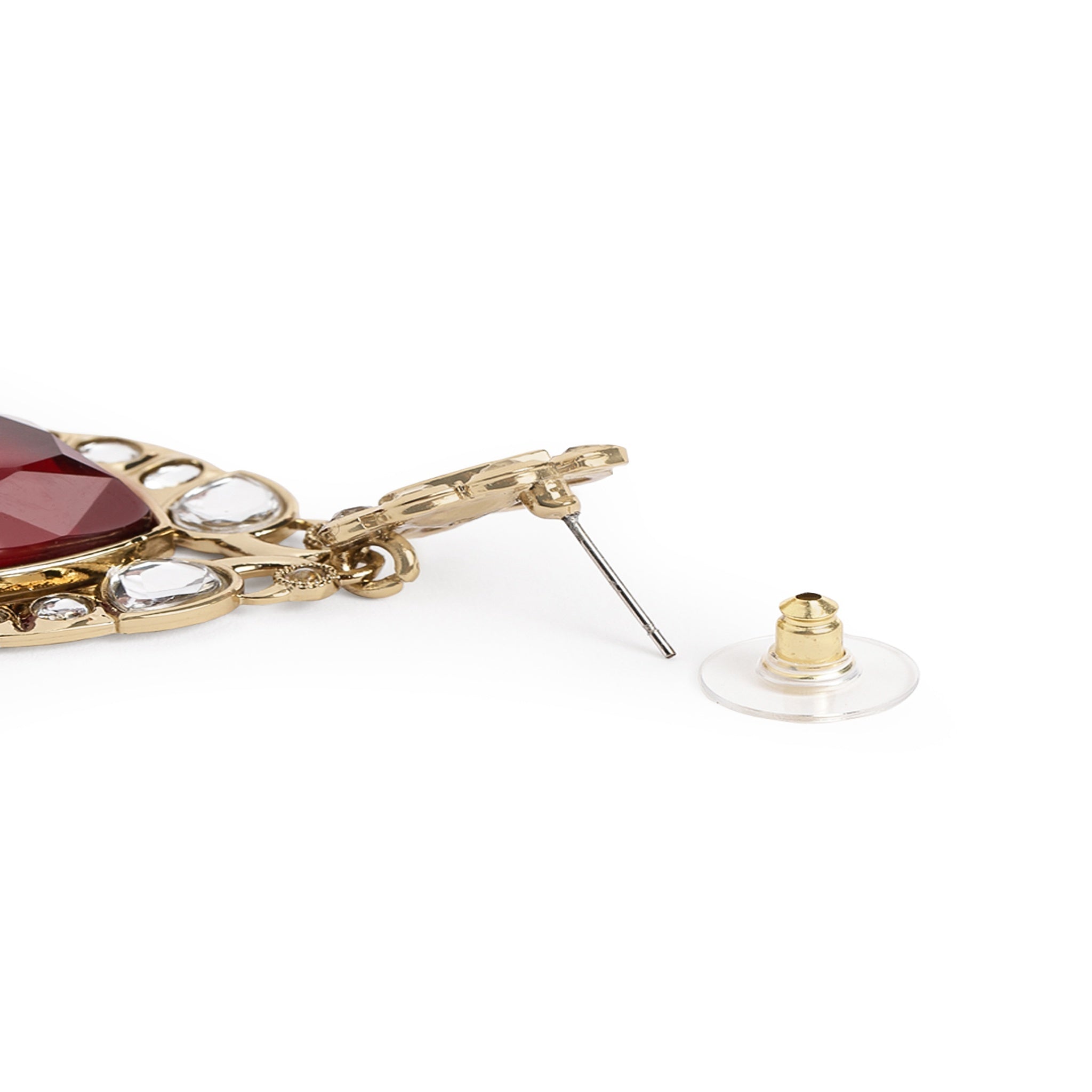 Gold Plated Maroon Drop Earrings