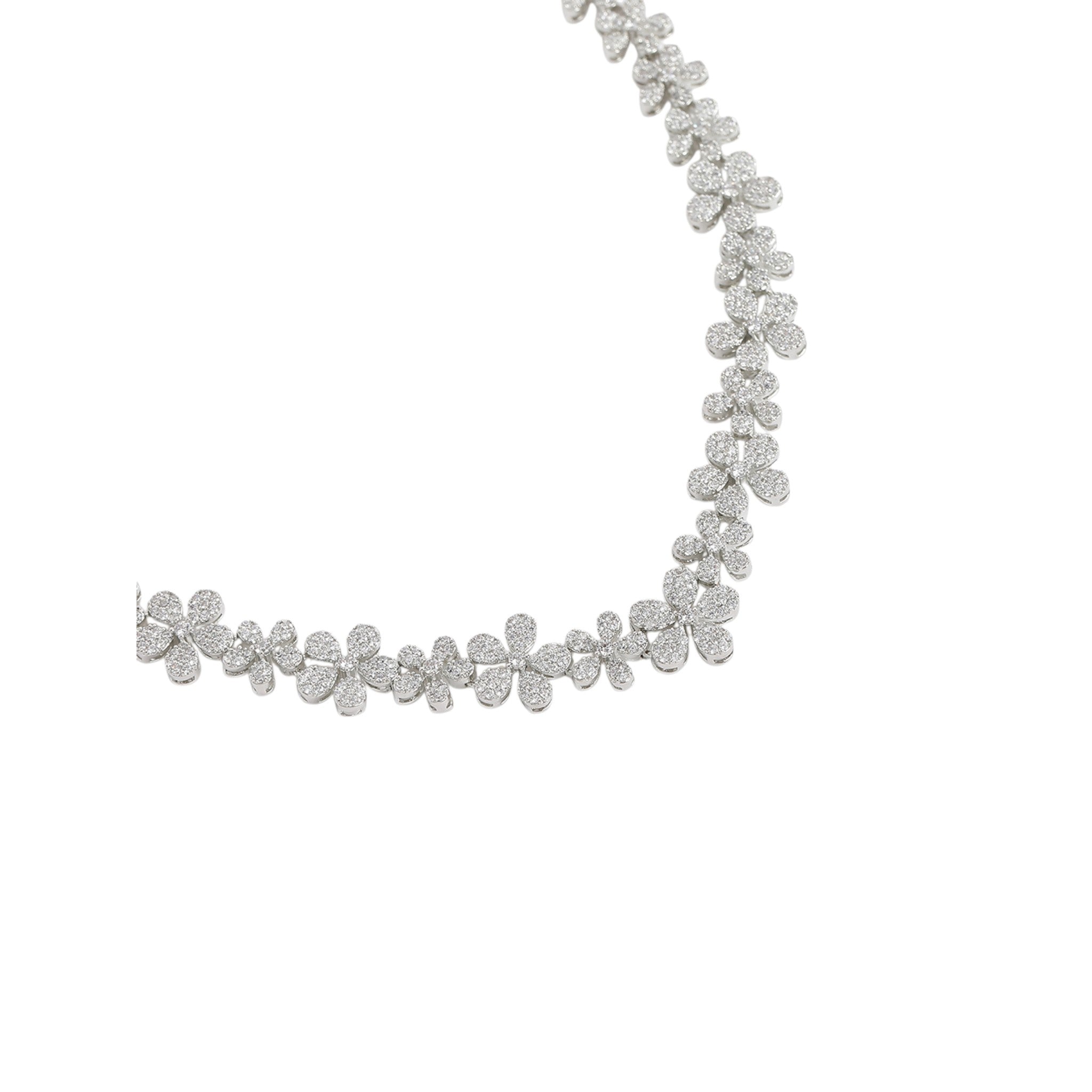 Rhodium-Plated Silver AD-Studded Jewellery Set