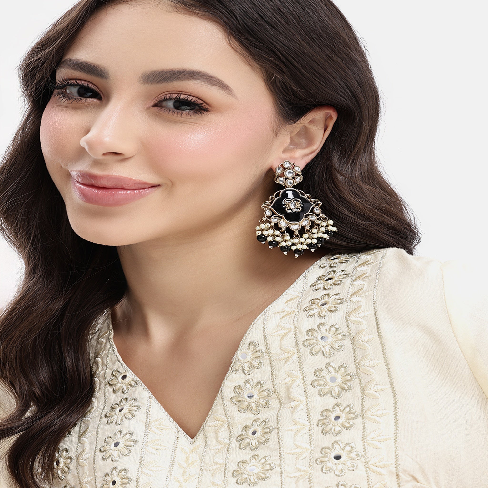 Gold Plated Black Classic Earrings