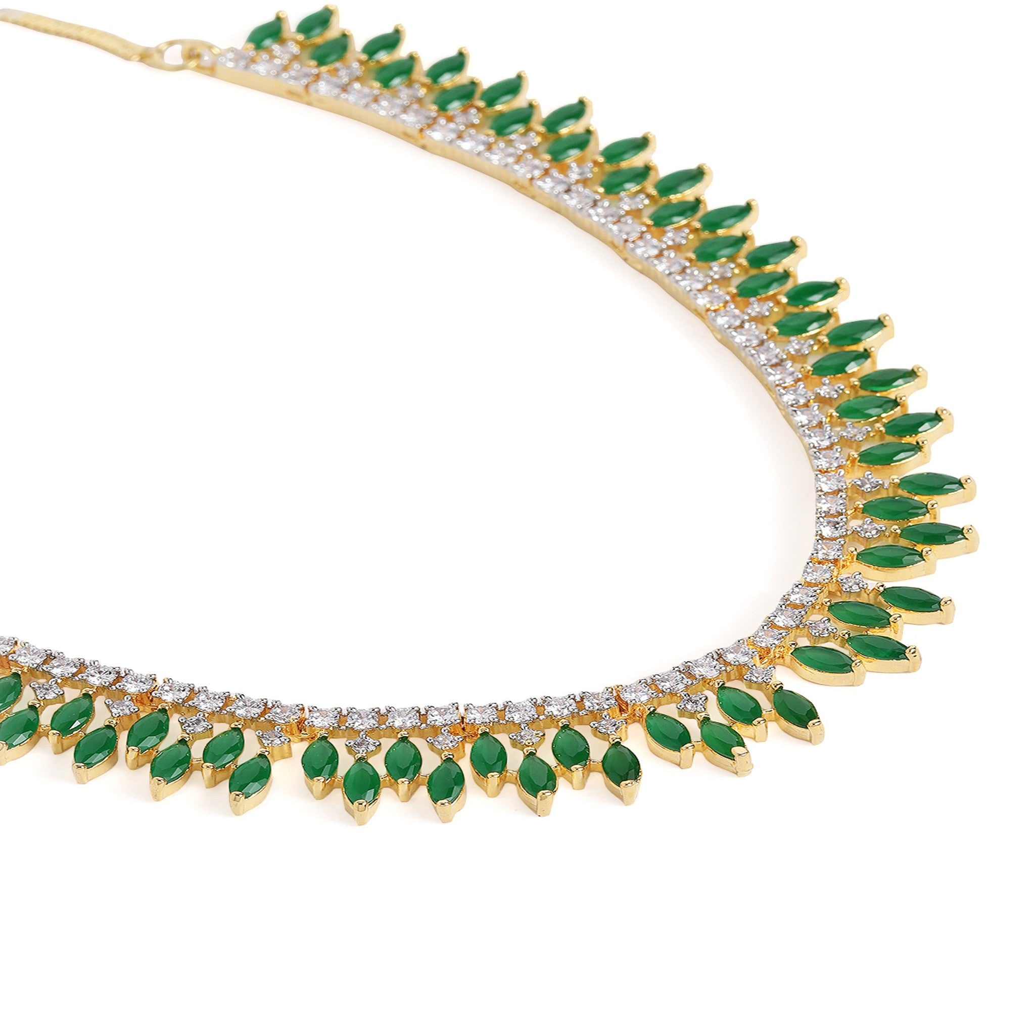 Gold Plated Green AD-Studded Jewellery Set