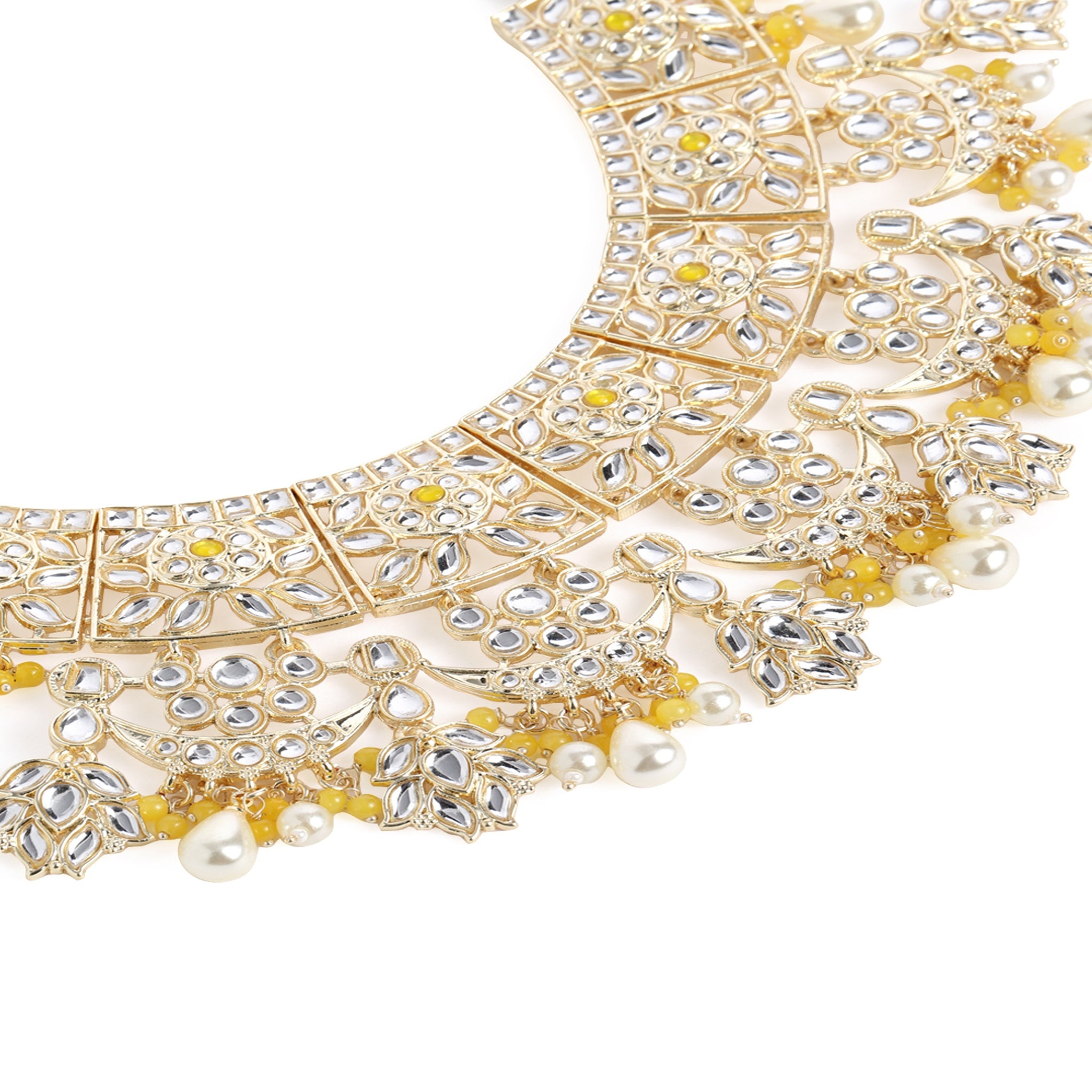 Yellow Indo Western Choker Necklace Set