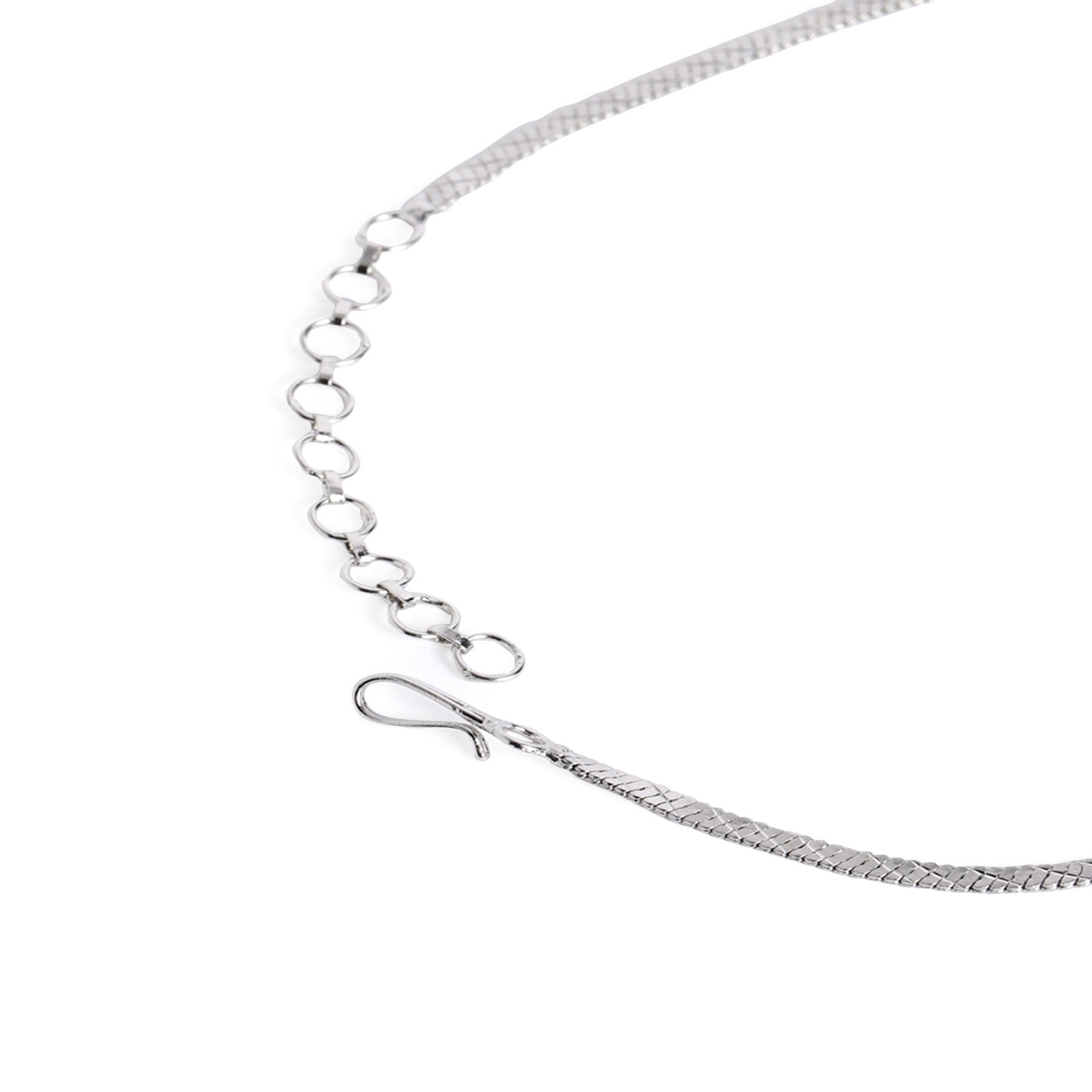 Rhodium-Plated Silver-Toned & Black AD-Studded Jewellery Set