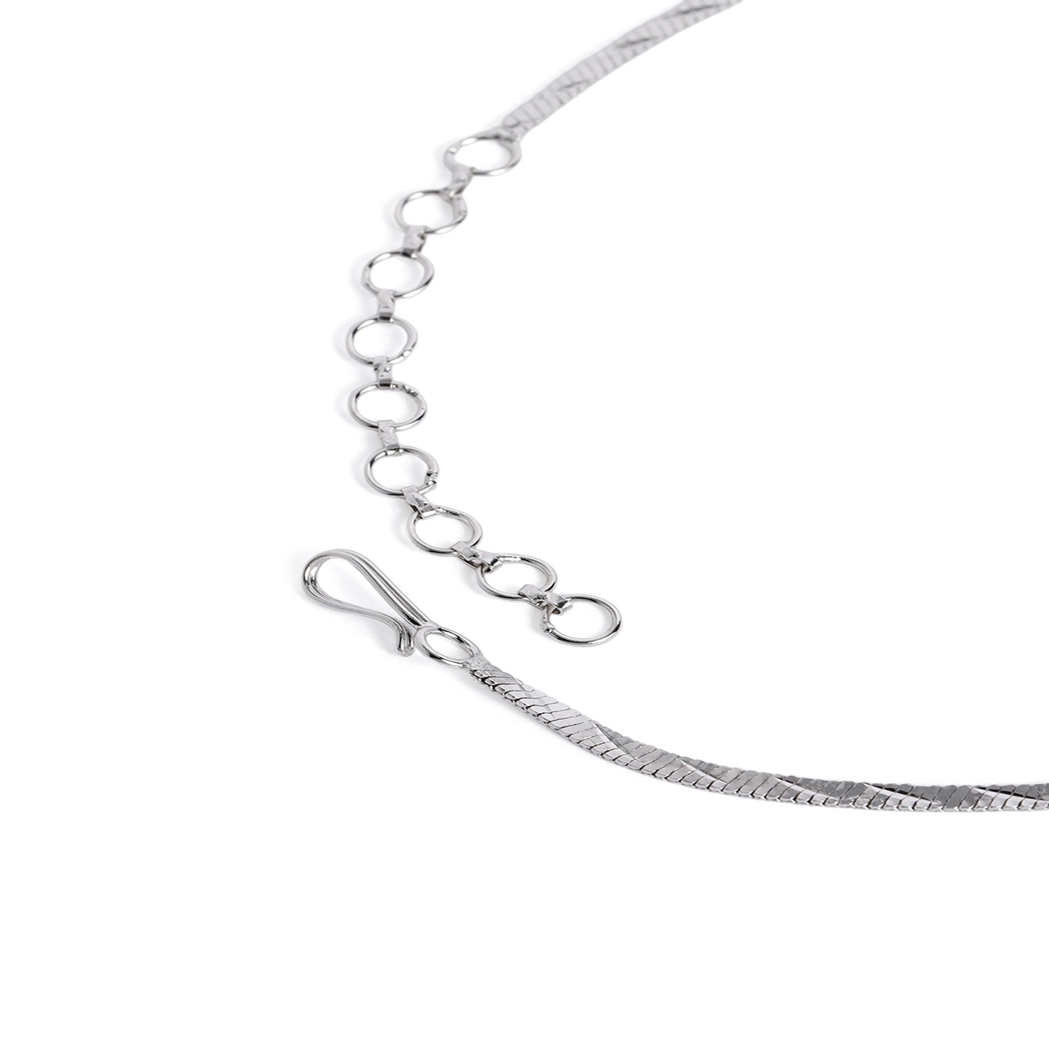 Rhodium-Plated White & Purple AD-Studded Jewellery Set