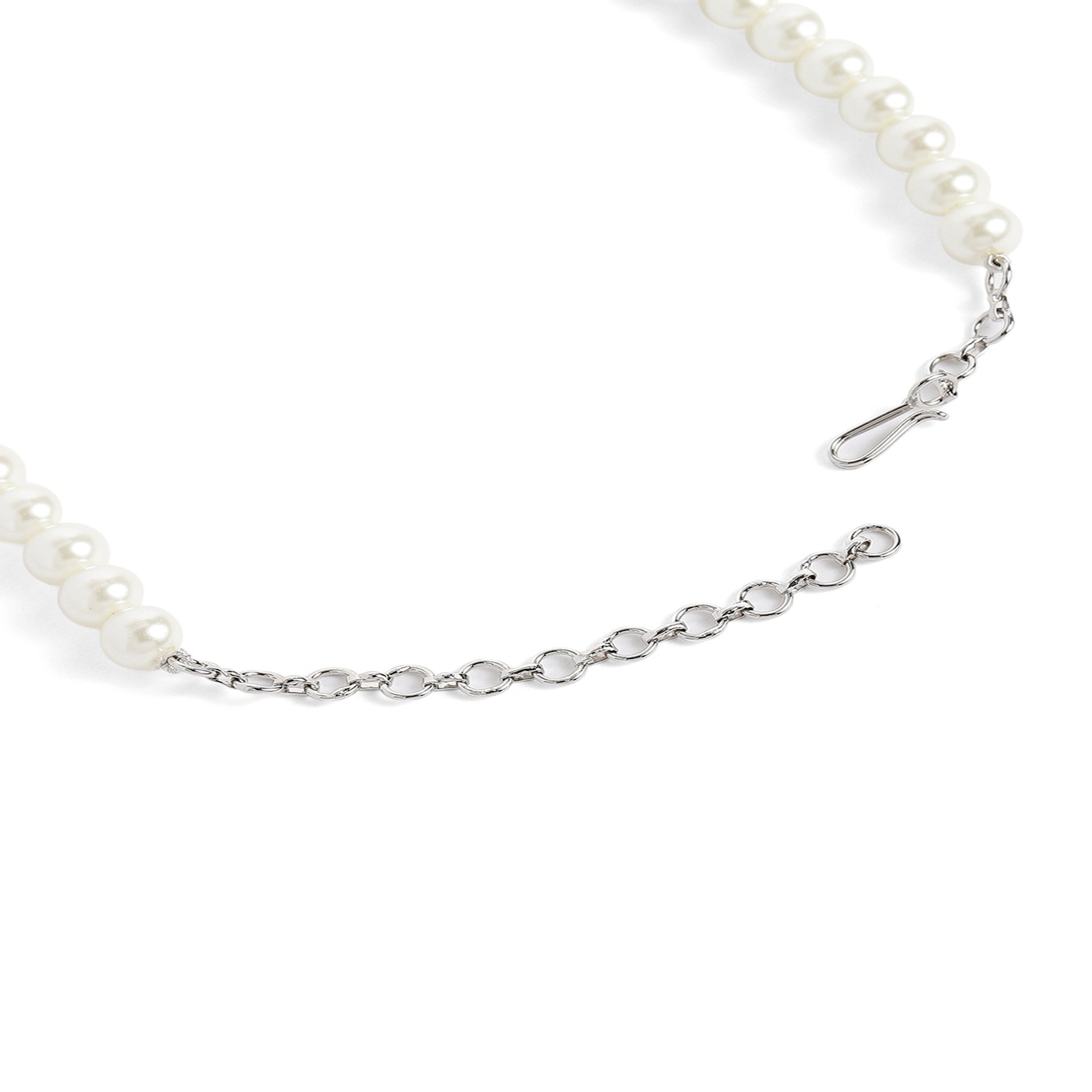 Rhodium-Plated Pearls & AD-Studded Rani Jewellery Set