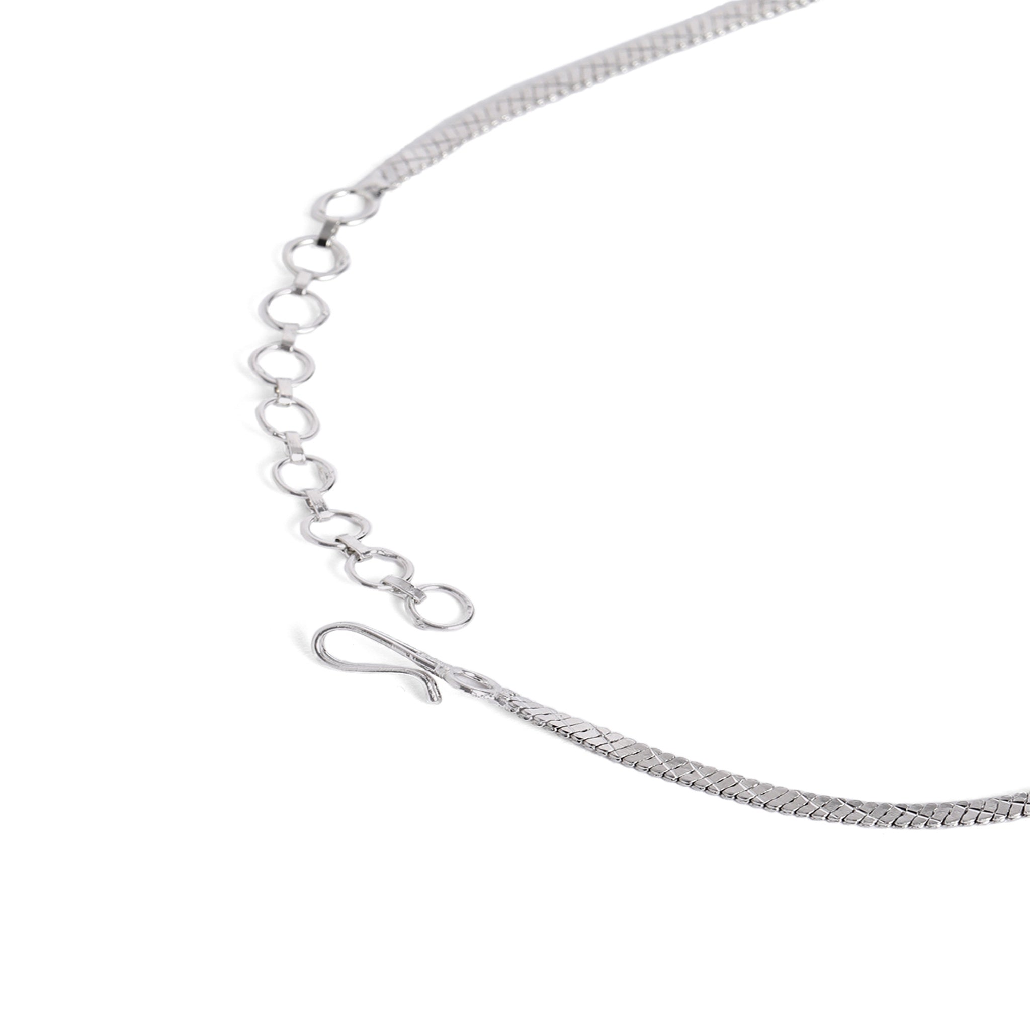 Rhodium-Plated Silver-Toned & Blue AD-Studded Jewellery Set