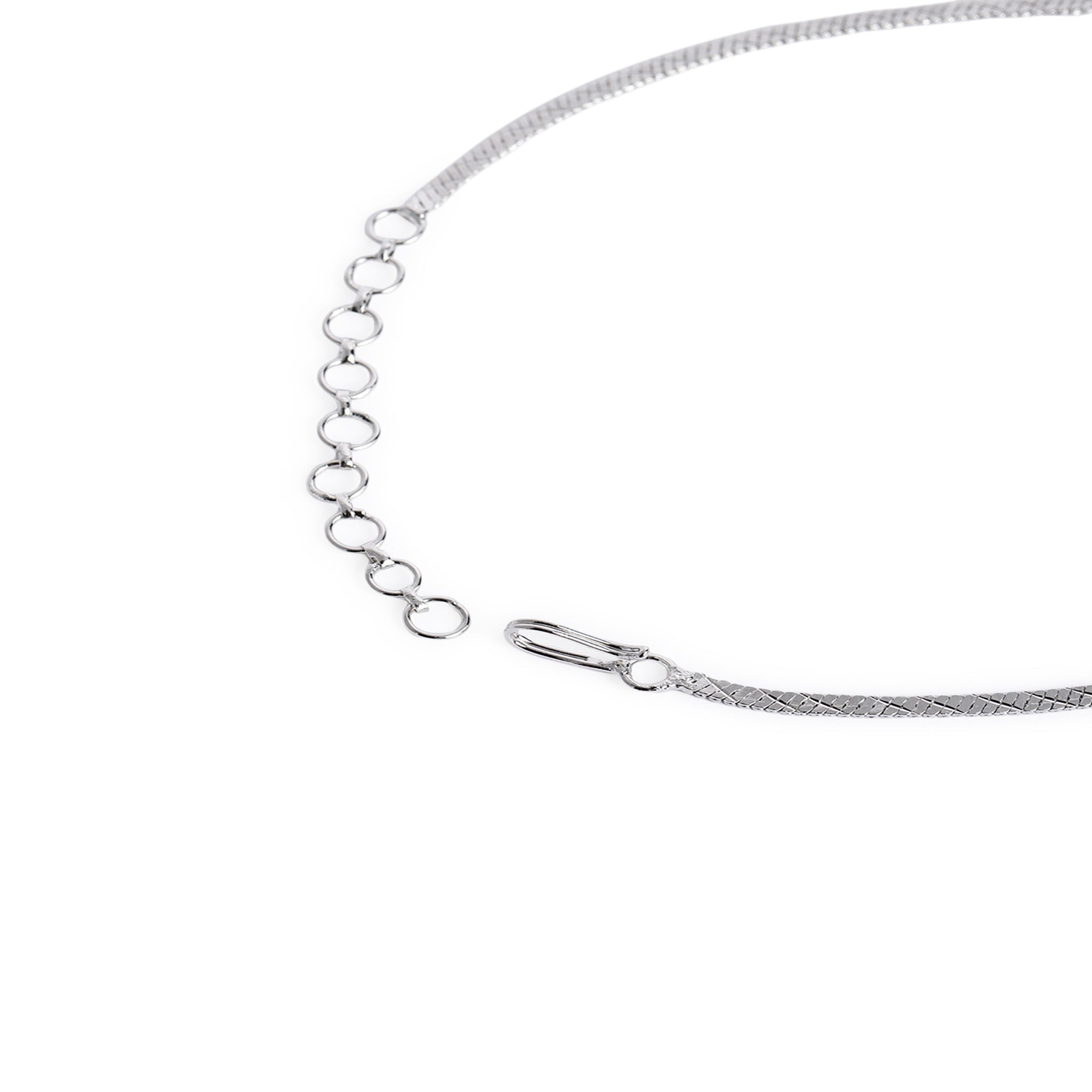 Rhodium-Plated Silver-Toned & Purple AD-Studded Jewellery Set