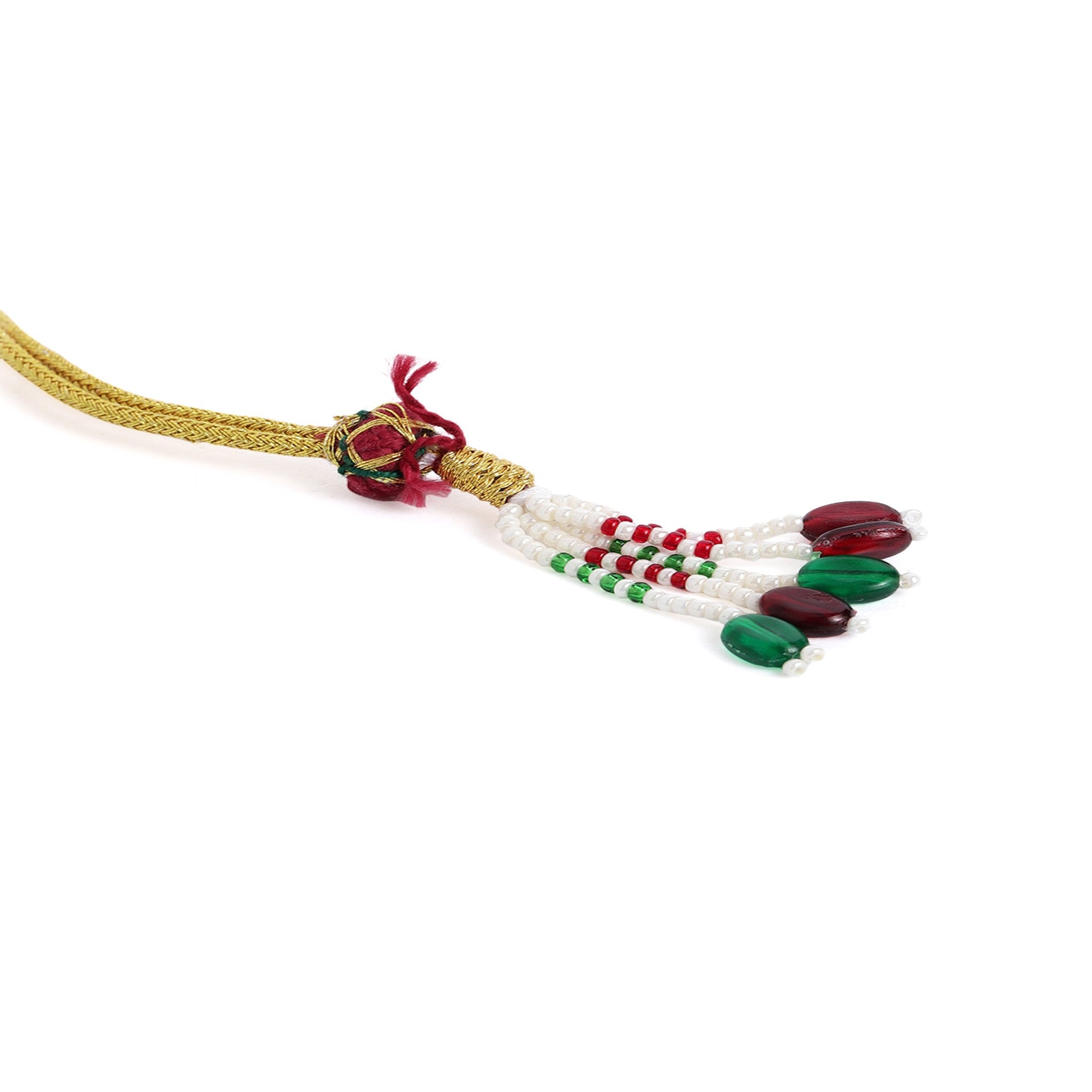 Gold Plated White Ruby Beaded Mala Necklace Set