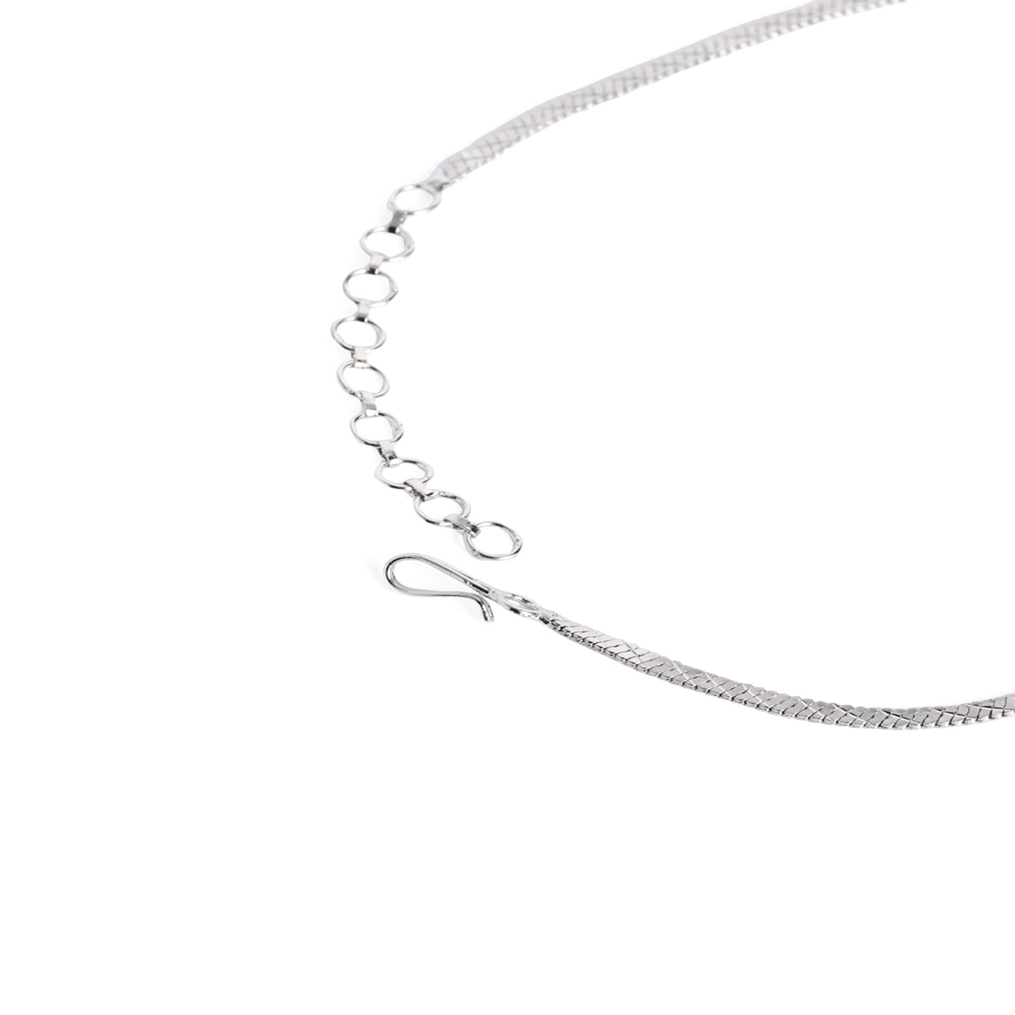Rhodium-Plated White & Blue AD-Studded Jewellery Set