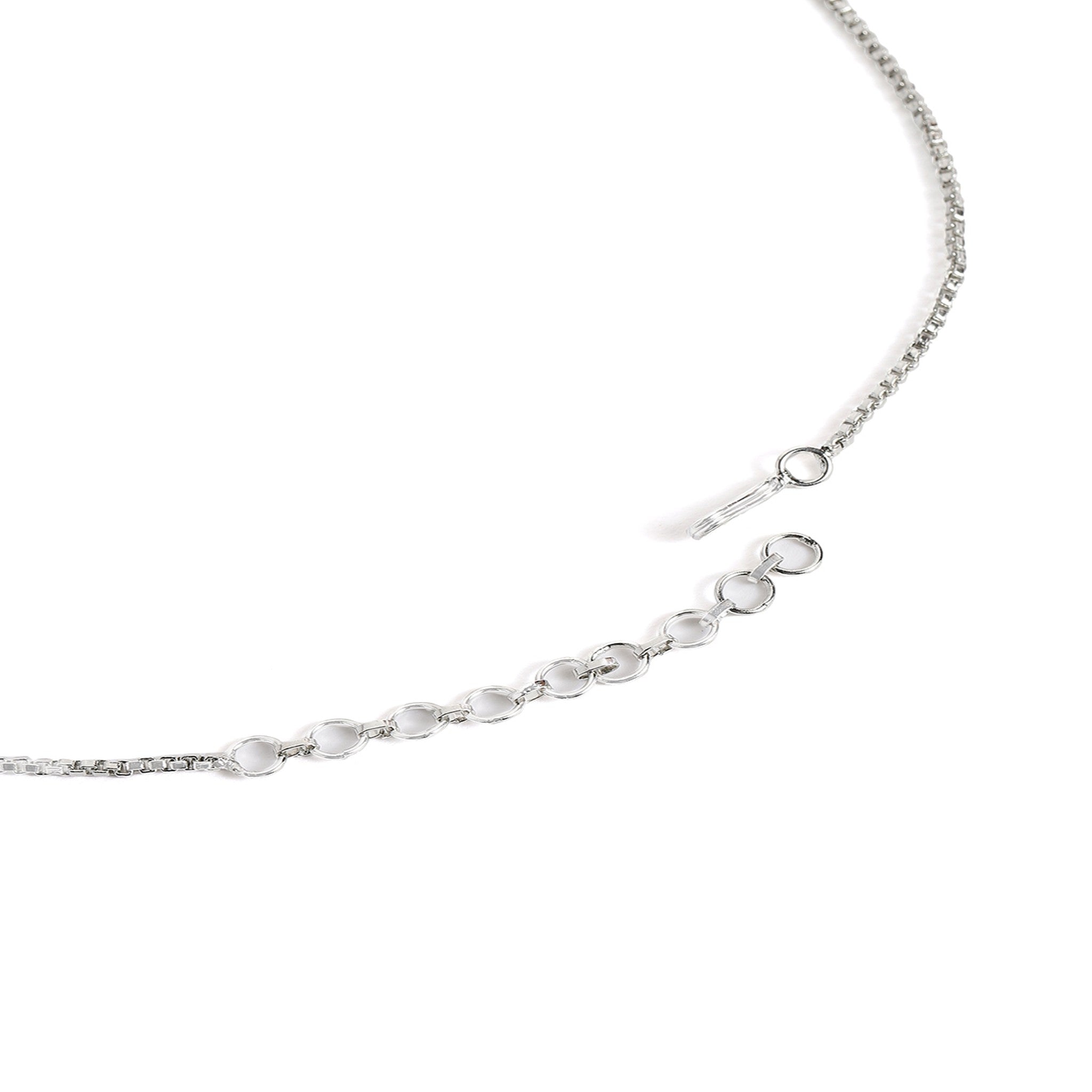 Rhodium-Plated White & Green AD-Studded Jewellery Set