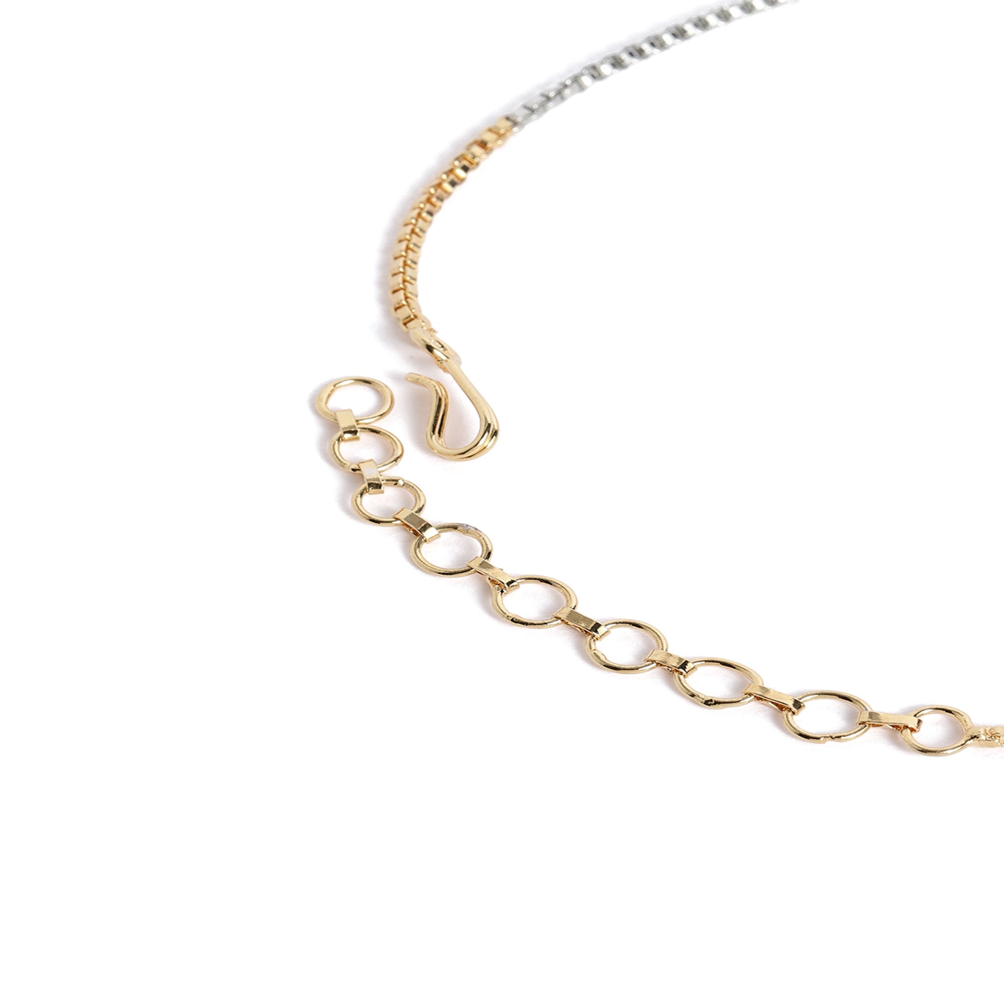 Gold Plated White & Blue AD-Studded Jewellery Set