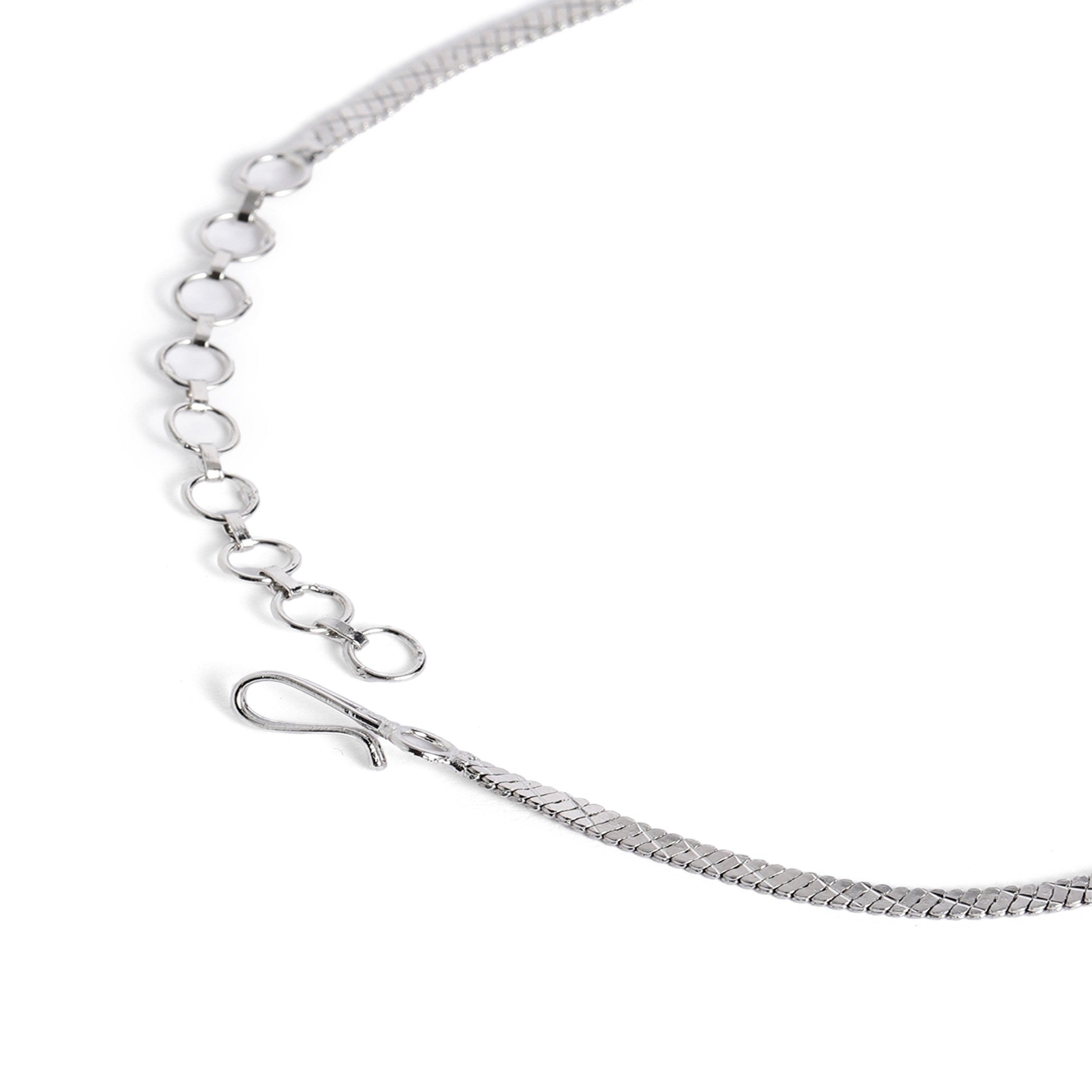 Rhodium-Plated White & Rani AD-Studded Jewellery Set