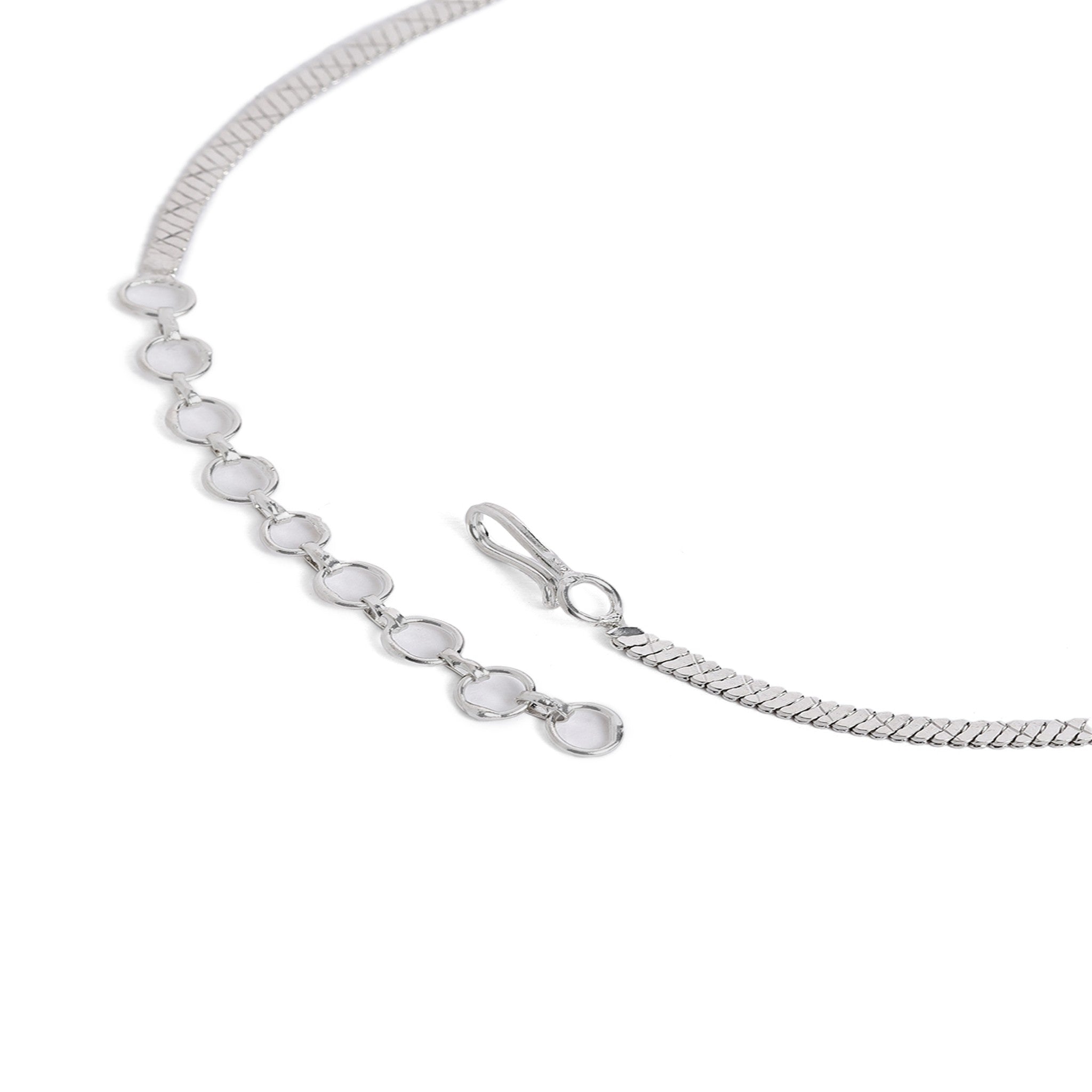 Rhodium-Plated Silver-Toned & White AD-Studded Jewellery Set