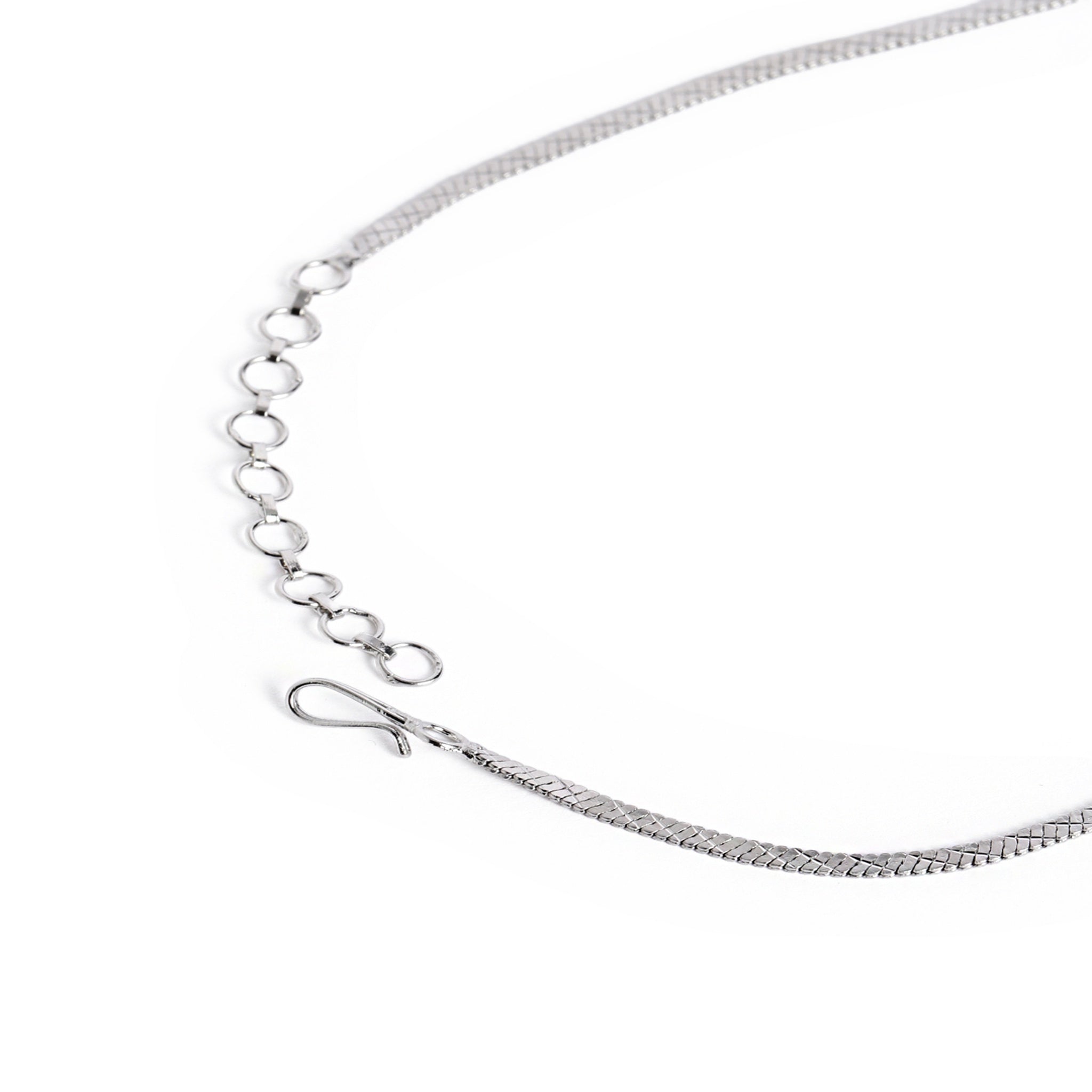 Rhodium-Plated Silver-Toned & Mint AD-Studded Jewellery Set