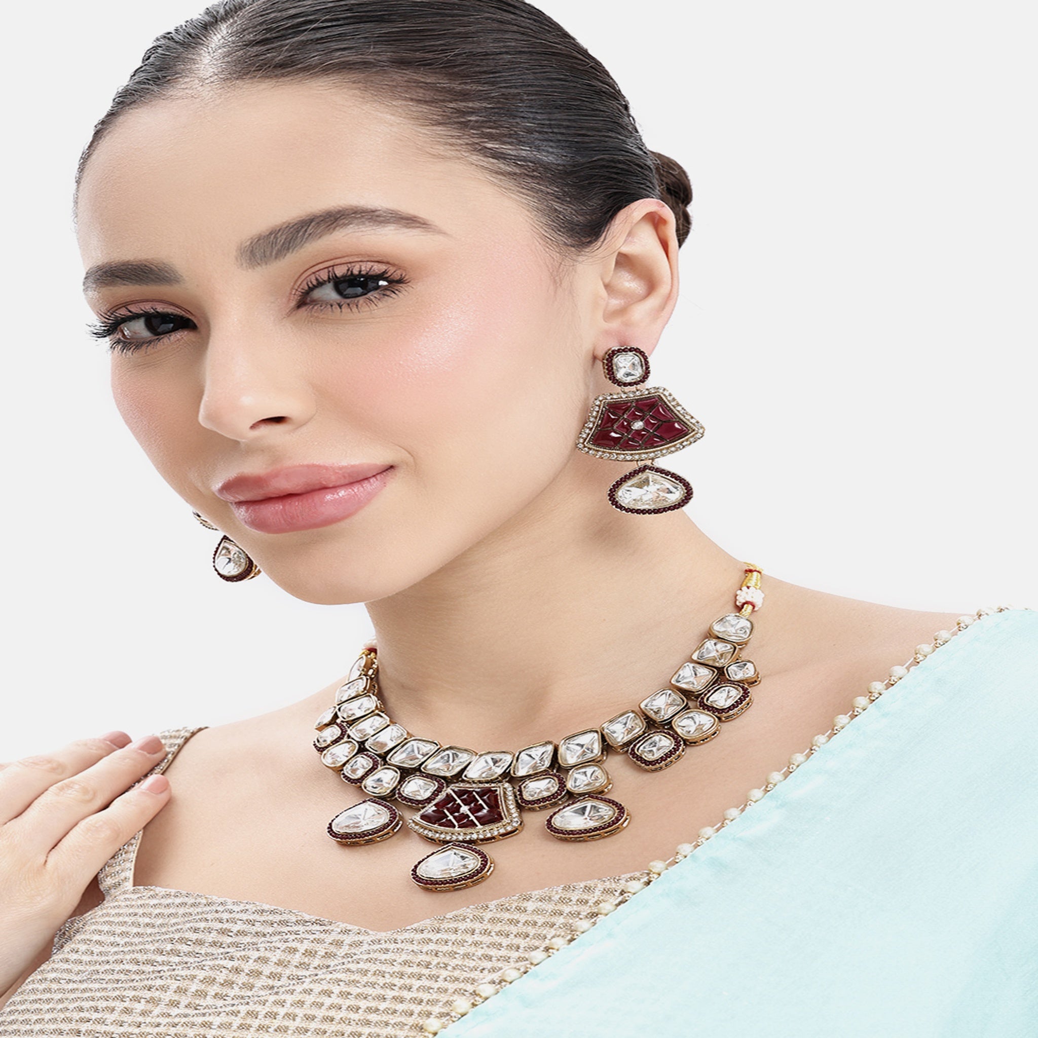 Bollywood Style Ruby Necklace Set
