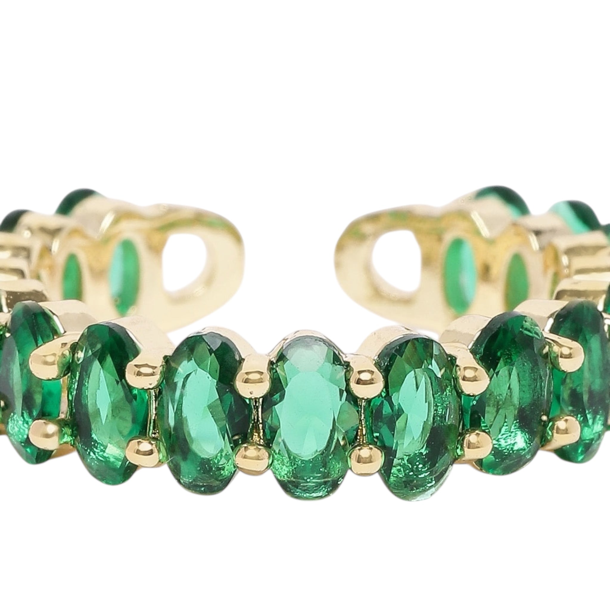 Lavish Giftz Adjustable Emerald Grace Oval Ring