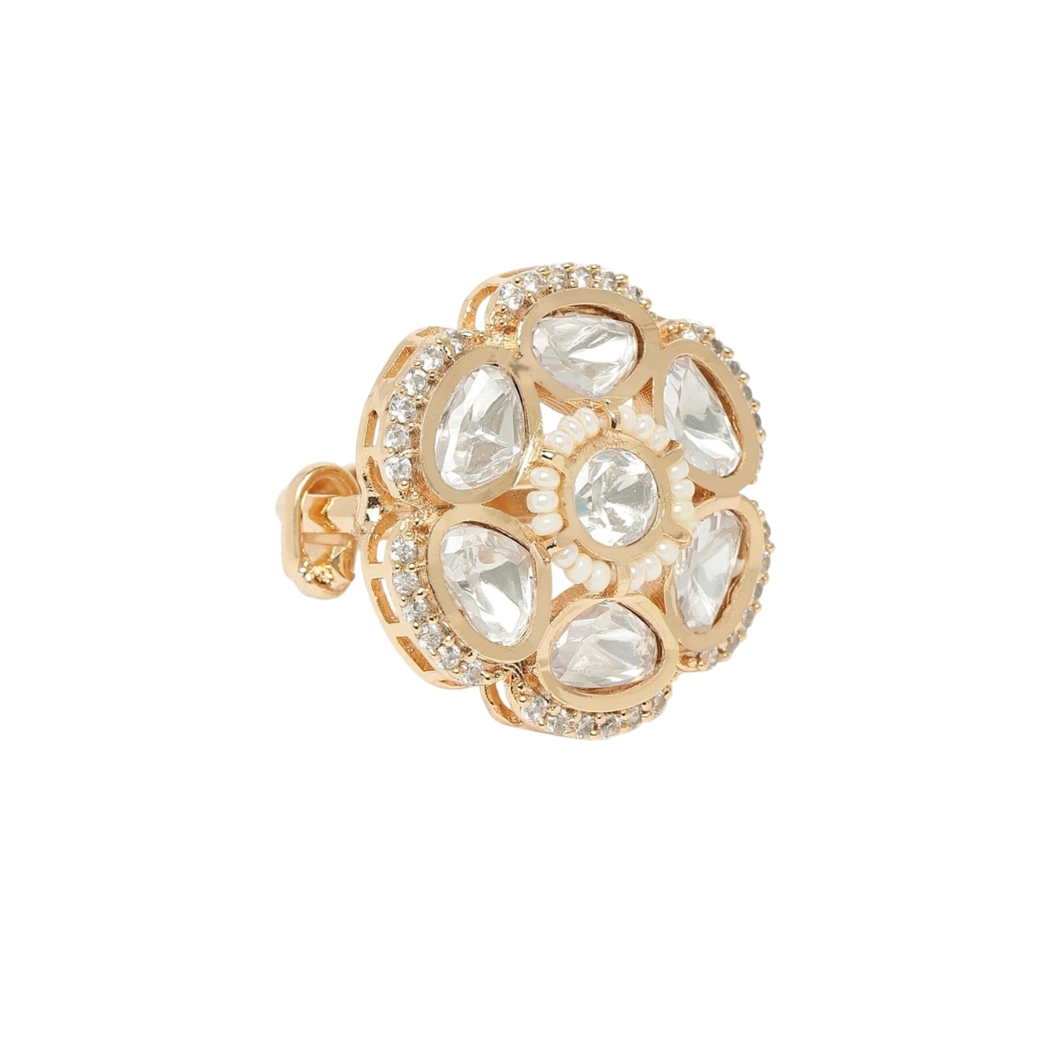 Lavish Giftz Regal Kundan Adjustable Statement Ring