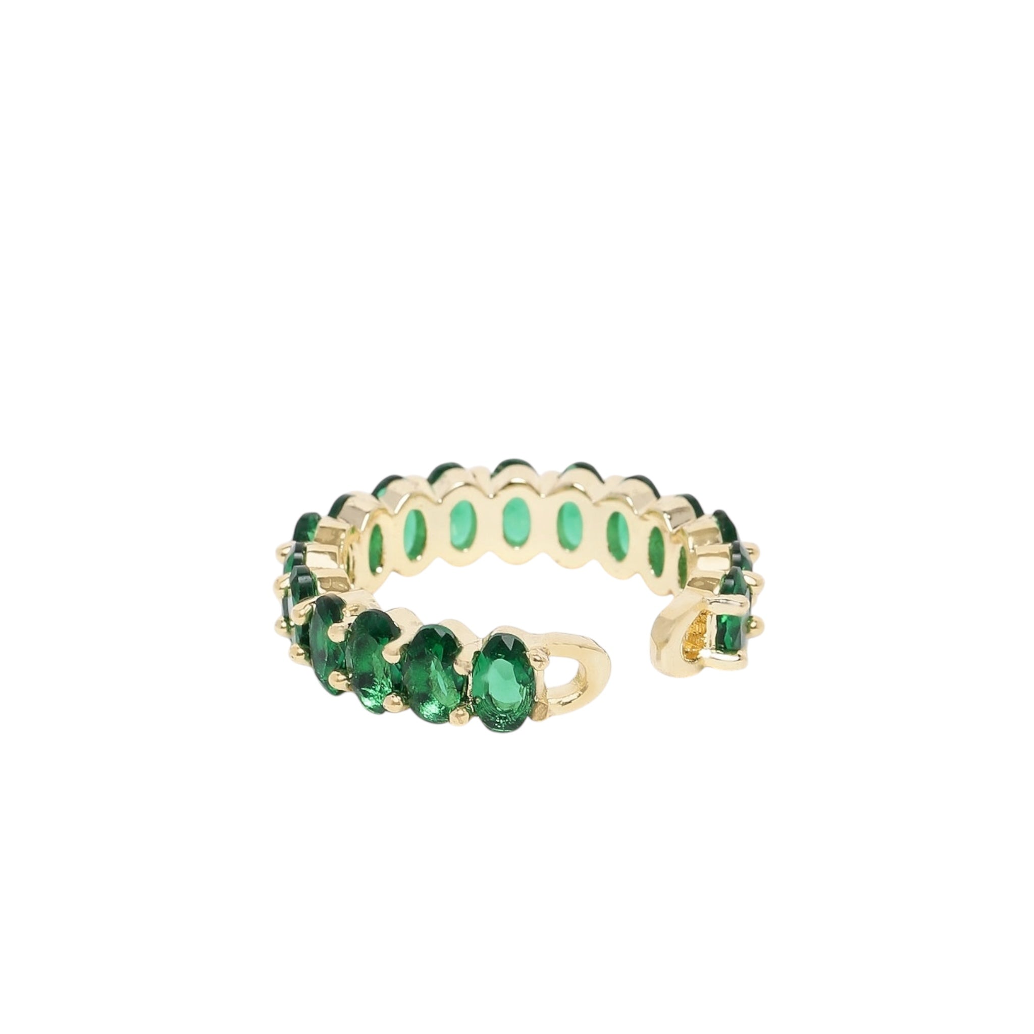 Lavish Giftz Adjustable Emerald Grace Oval Ring