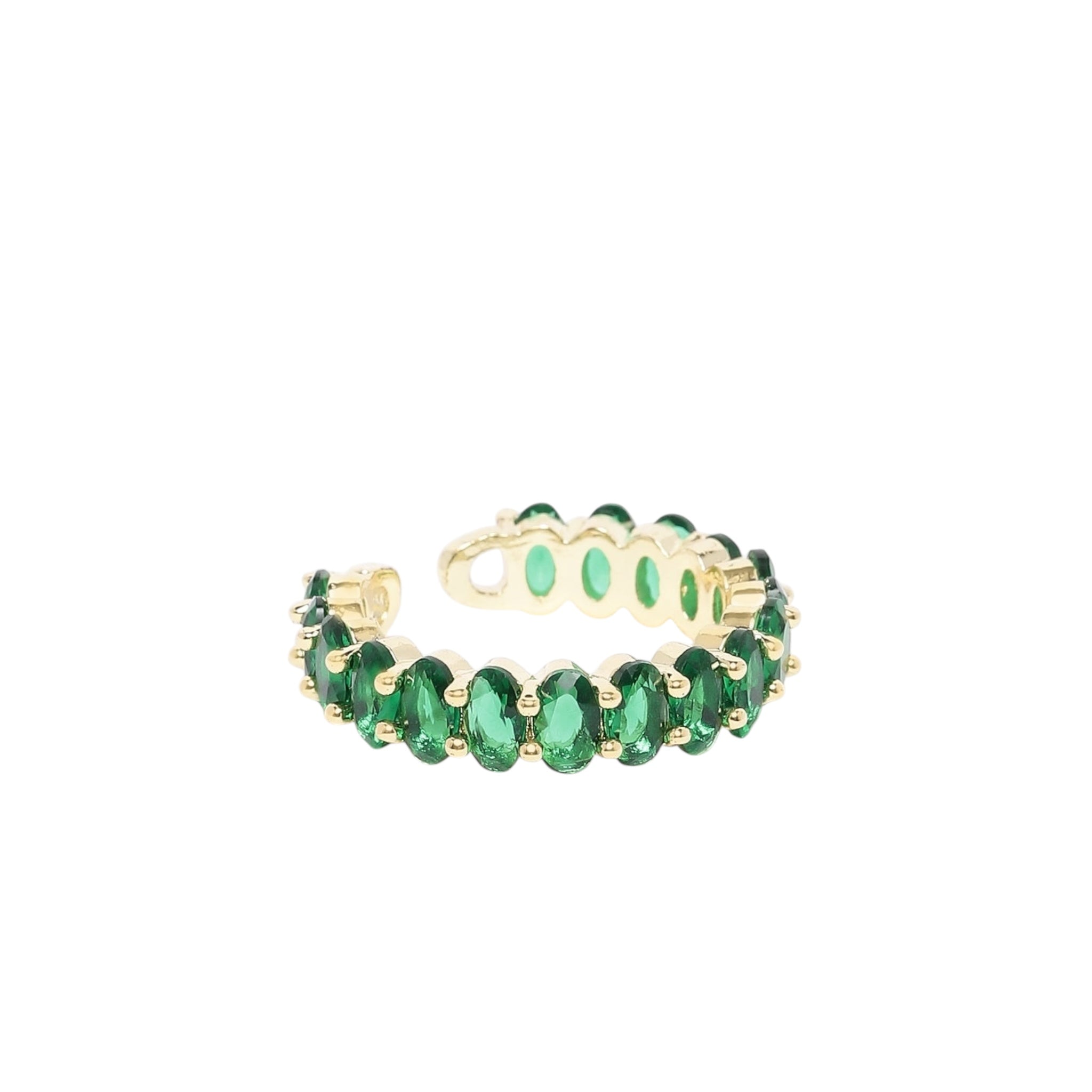 Lavish Giftz Adjustable Emerald Grace Oval Ring