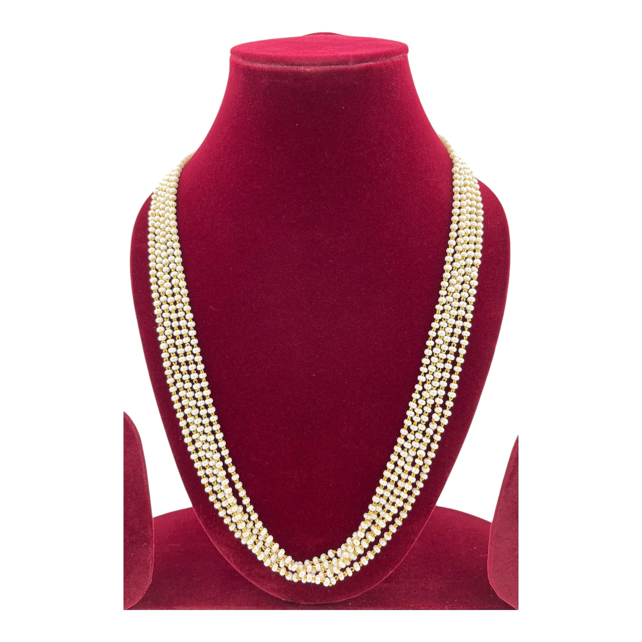 Lavish Giftz Multistrand Pearl Mala Necklace with Gold Plated Finish