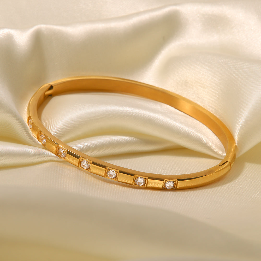 Lavish Giftz Estelle Zircon Inlaid Cuff Bangle