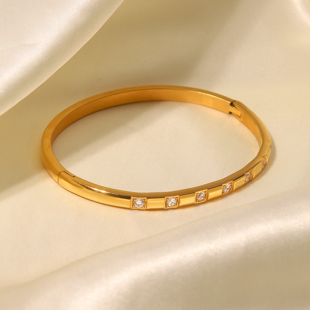 Lavish Giftz Estelle Zircon Inlaid Cuff Bangle