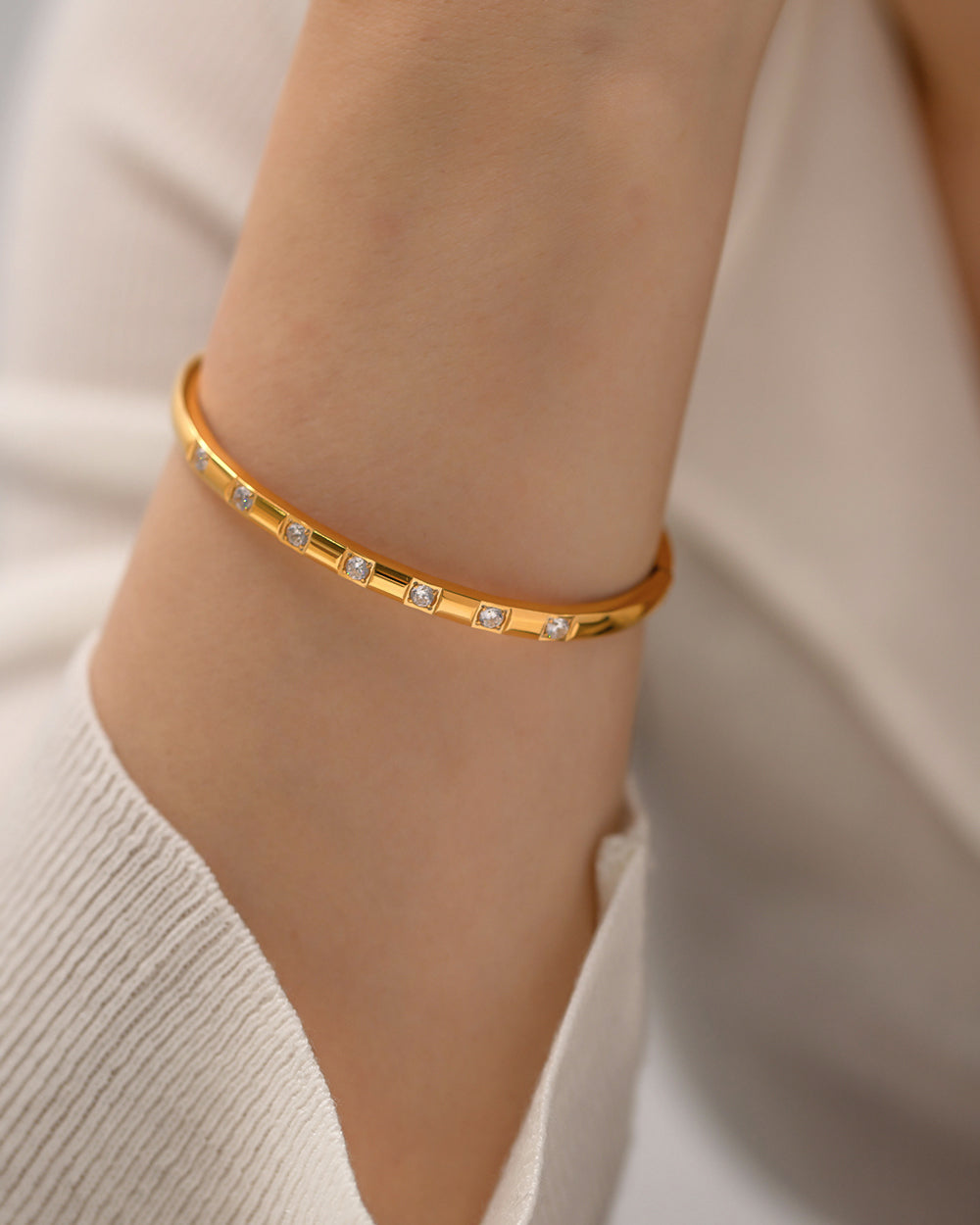Lavish Giftz Estelle Zircon Inlaid Cuff Bangle