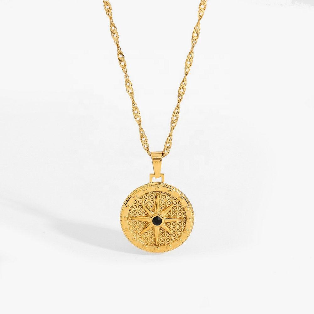 Lavish Giftz Titanium Noir Signet Pendant Necklace