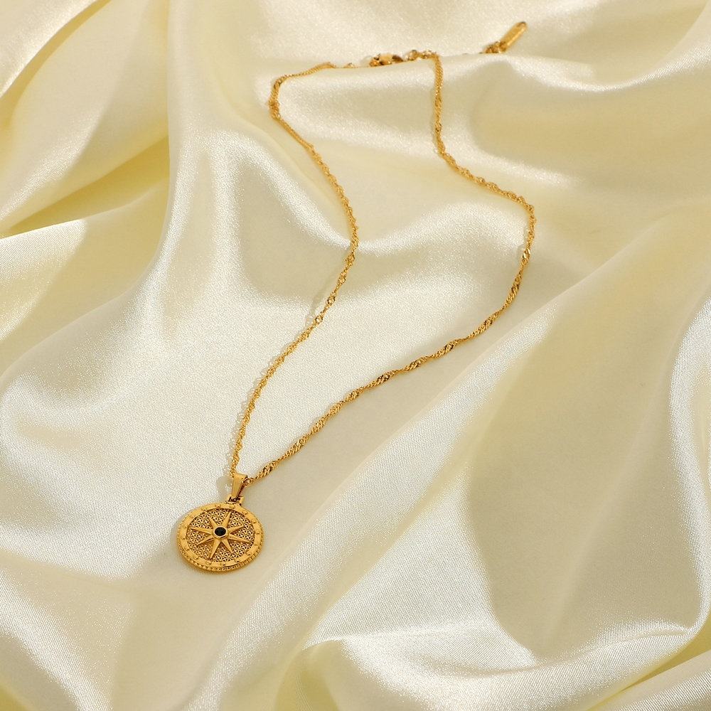 Lavish Giftz Titanium Noir Signet Pendant Necklace